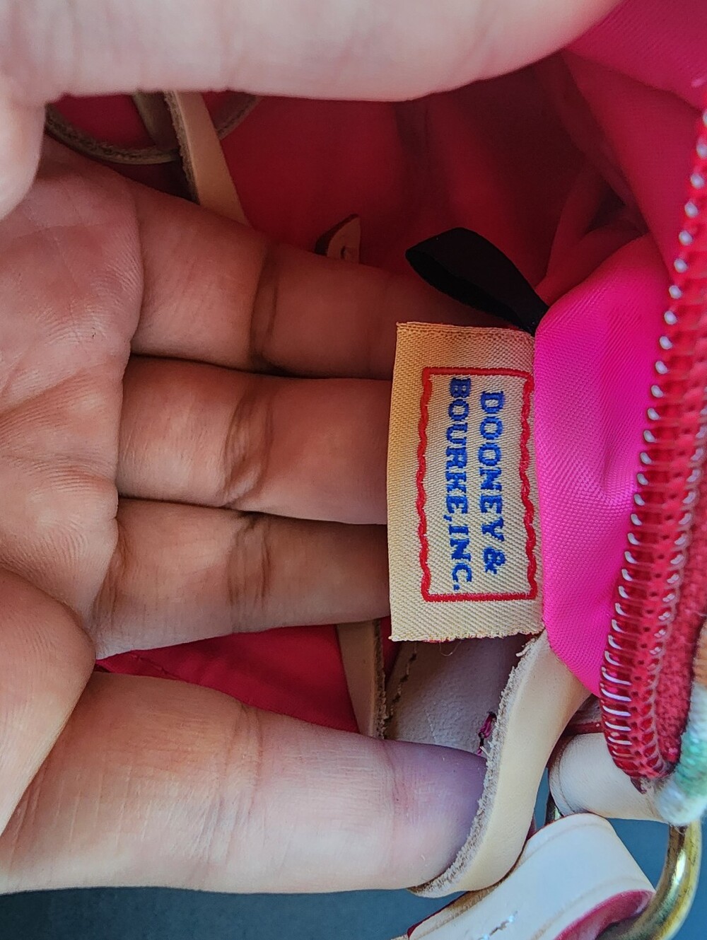 Dooney & Bourke Vintage Rainbow Striped Seersucker Mini Hand Bag, EUC - Picture 9 of 10